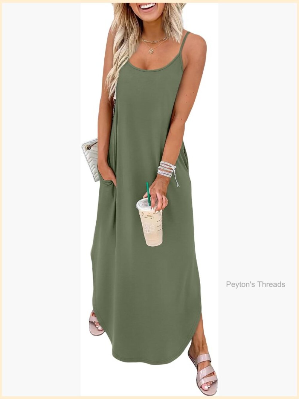 Spaghetti Strap Maxi Dress Sheath V-Neck Sleeveless Summer Sun Dress
